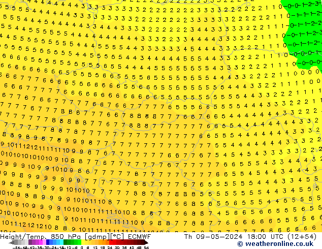 Z500/Rain (+SLP)/Z850 ECMWF Th 09.05.2024 18 UTC