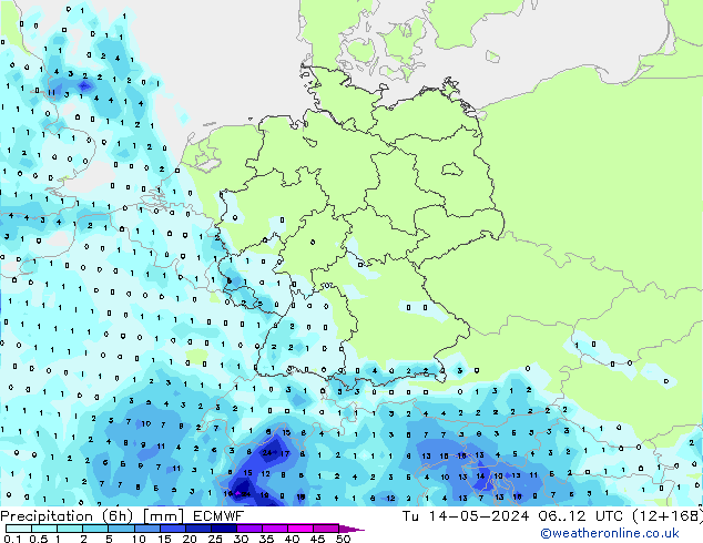 Z500/Rain (+SLP)/Z850 ECMWF Ter 14.05.2024 12 UTC