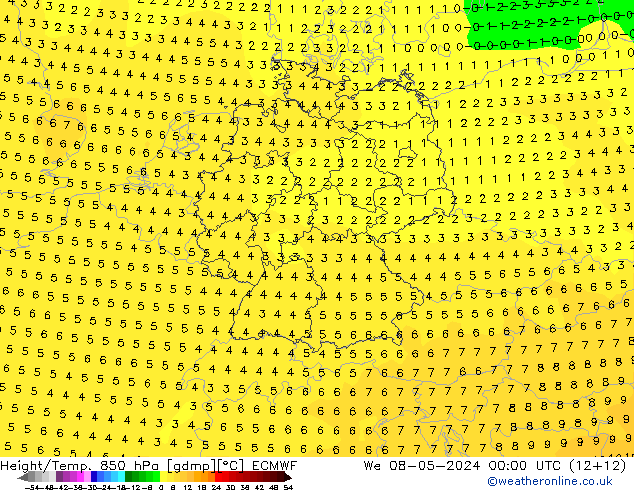 Z500/Rain (+SLP)/Z850 ECMWF Mi 08.05.2024 00 UTC