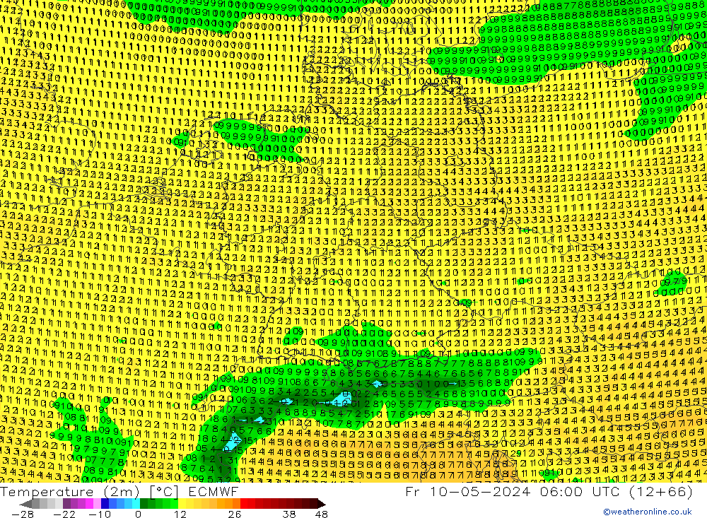 Temperature (2m) ECMWF Fr 10.05.2024 06 UTC