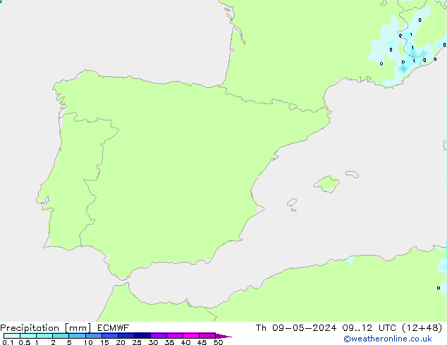 precipitação ECMWF Qui 09.05.2024 12 UTC
