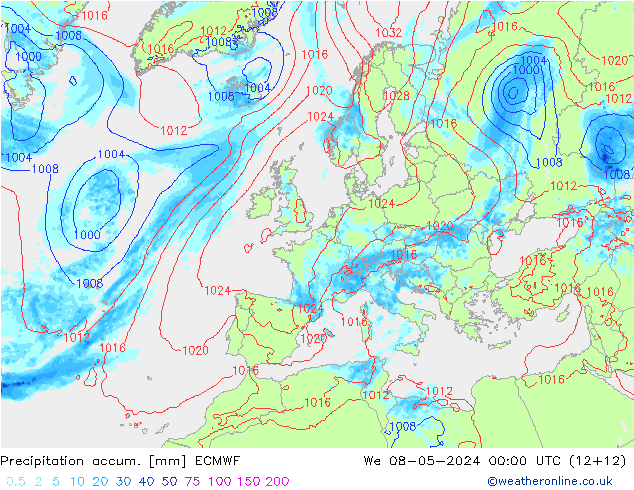 Precipitation accum. ECMWF  08.05.2024 00 UTC