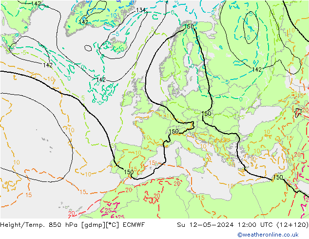 Z500/Rain (+SLP)/Z850 ECMWF So 12.05.2024 12 UTC