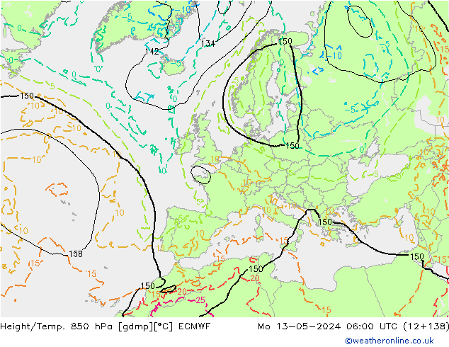 Z500/Regen(+SLP)/Z850 ECMWF ma 13.05.2024 06 UTC