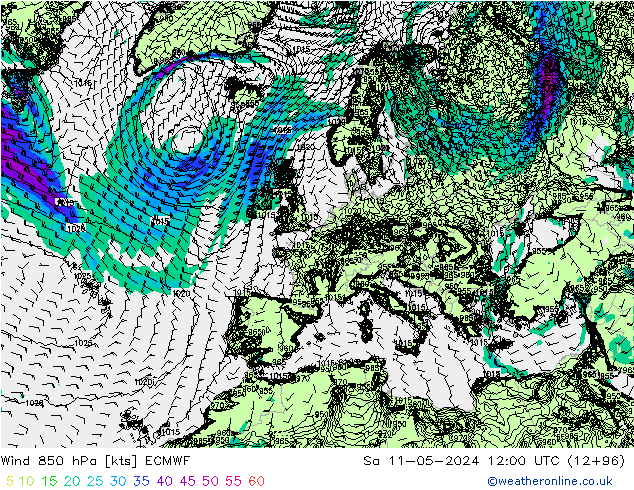 Wind 850 hPa ECMWF Sa 11.05.2024 12 UTC