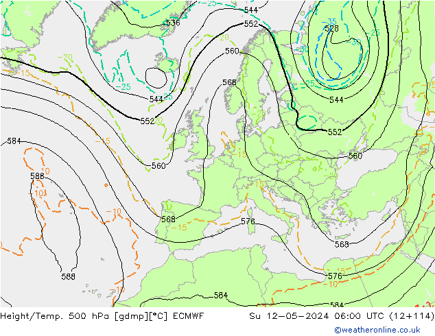 Z500/Rain (+SLP)/Z850 ECMWF dom 12.05.2024 06 UTC