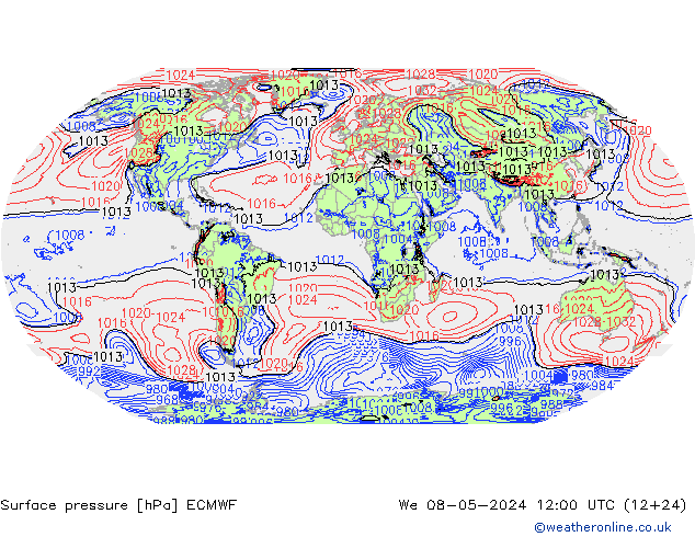 Bodendruck ECMWF Mi 08.05.2024 12 UTC