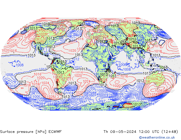 Surface pressure ECMWF Th 09.05.2024 12 UTC