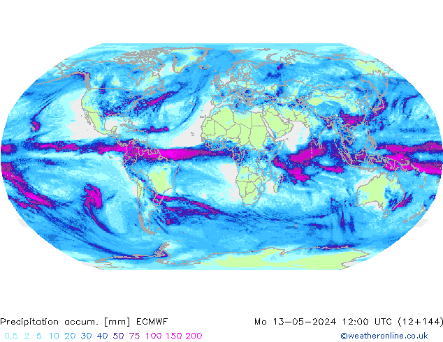 Precipitation accum. ECMWF  13.05.2024 12 UTC