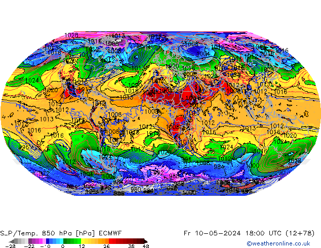 SLP/Temp. 850 hPa ECMWF ven 10.05.2024 18 UTC
