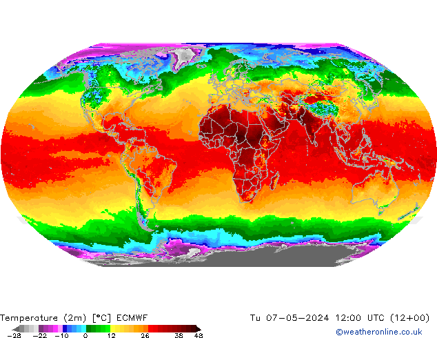 карта температуры ECMWF вт 07.05.2024 12 UTC