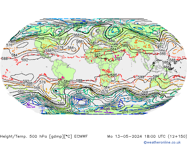 Z500/Rain (+SLP)/Z850 ECMWF ��� 13.05.2024 18 UTC