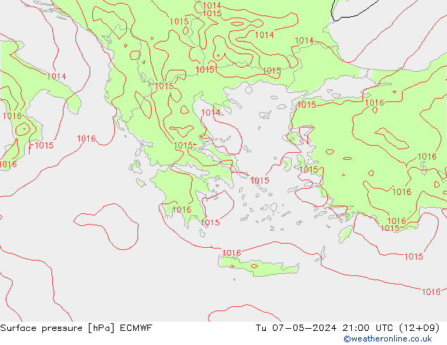 Presión superficial ECMWF mar 07.05.2024 21 UTC