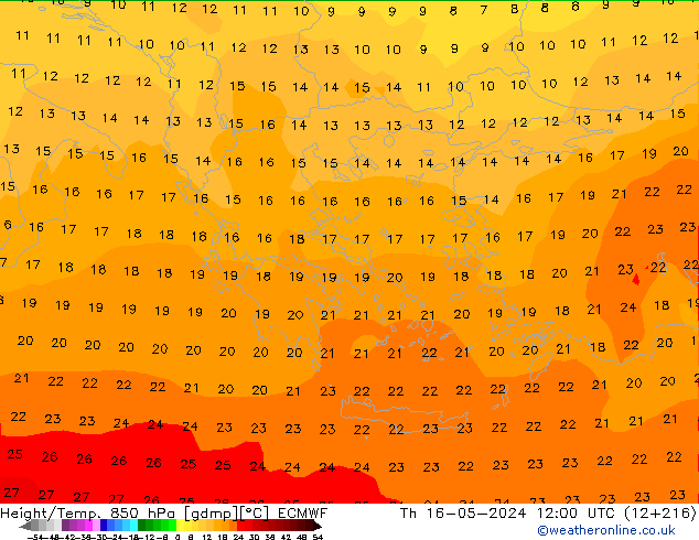 Z500/Rain (+SLP)/Z850 ECMWF Th 16.05.2024 12 UTC