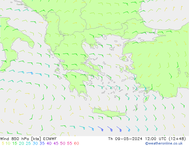 Rüzgar 850 hPa ECMWF Per 09.05.2024 12 UTC