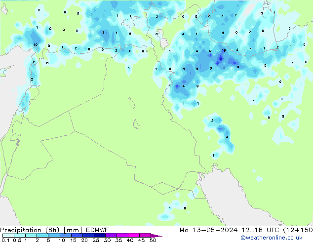 Z500/Yağmur (+YB)/Z850 ECMWF Pzt 13.05.2024 18 UTC