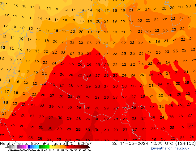 Z500/Rain (+SLP)/Z850 ECMWF sam 11.05.2024 18 UTC