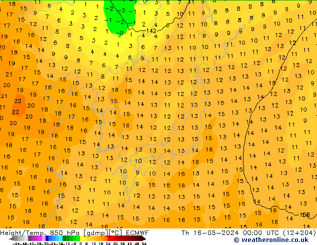 Z500/Yağmur (+YB)/Z850 ECMWF Per 16.05.2024 00 UTC