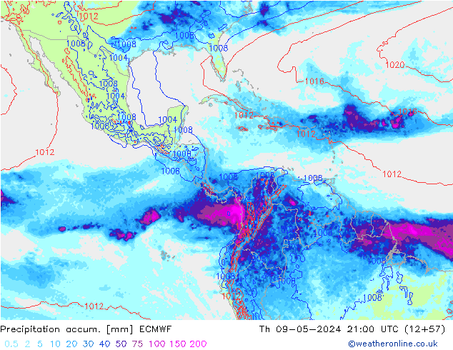 Precipitation accum. ECMWF gio 09.05.2024 21 UTC