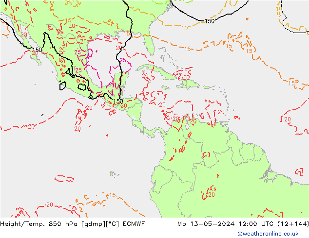 Z500/Rain (+SLP)/Z850 ECMWF lun 13.05.2024 12 UTC