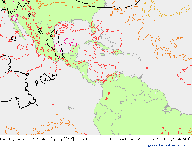 Height/Temp. 850 hPa ECMWF Sex 17.05.2024 12 UTC