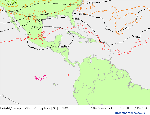 Z500/Yağmur (+YB)/Z850 ECMWF Cu 10.05.2024 00 UTC