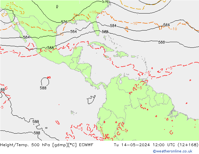 Height/Temp. 500 hPa ECMWF Tu 14.05.2024 12 UTC