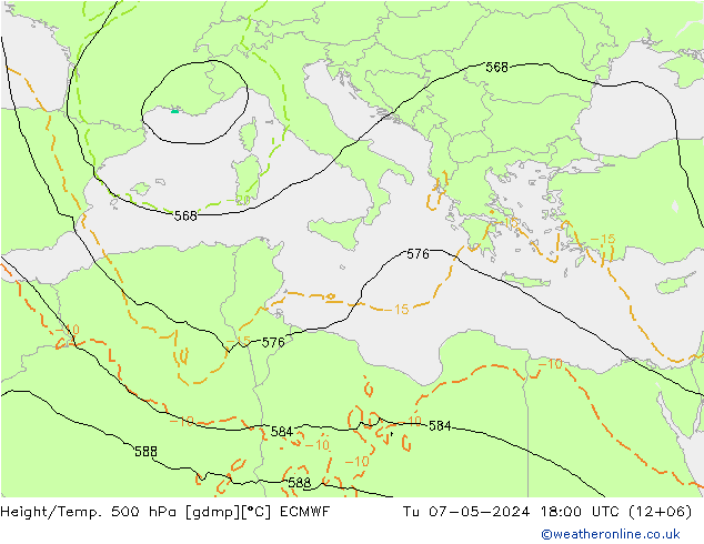 Z500/Rain (+SLP)/Z850 ECMWF Tu 07.05.2024 18 UTC