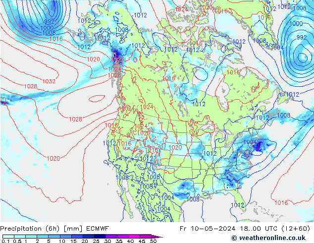 Z500/Rain (+SLP)/Z850 ECMWF Fr 10.05.2024 00 UTC