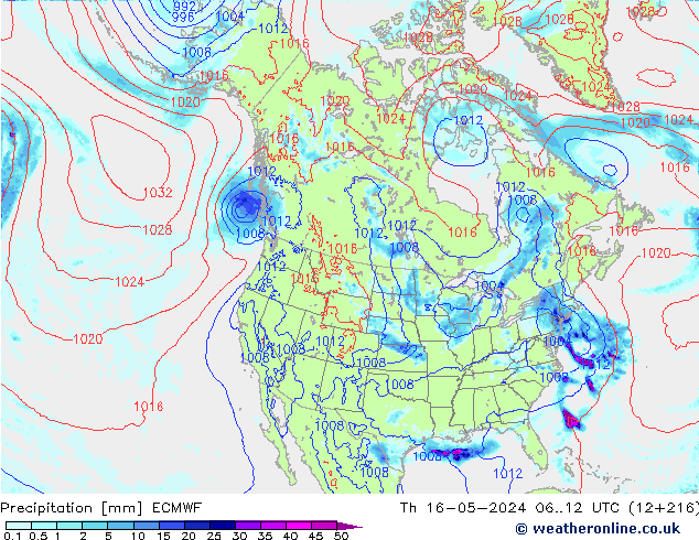 opad ECMWF czw. 16.05.2024 12 UTC