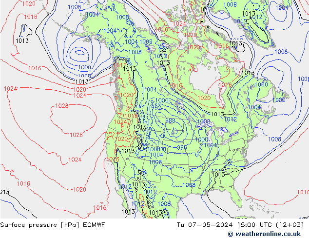 Bodendruck ECMWF Di 07.05.2024 15 UTC