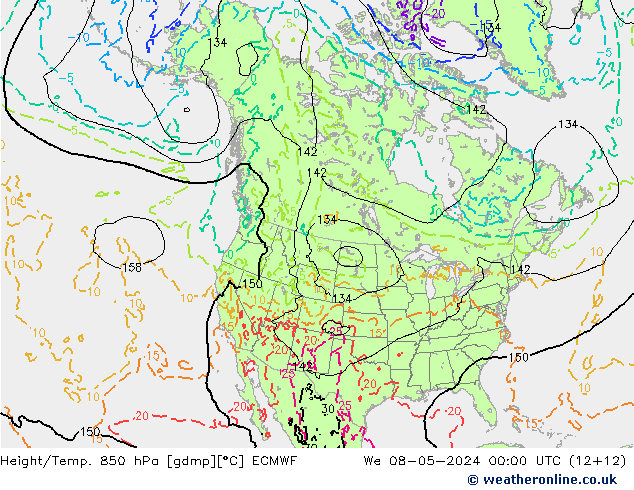 Z500/Rain (+SLP)/Z850 ECMWF mié 08.05.2024 00 UTC