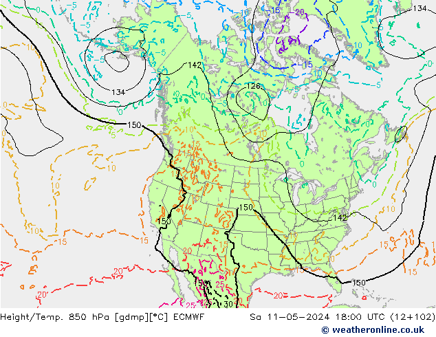 Yükseklik/Sıc. 850 hPa ECMWF Cts 11.05.2024 18 UTC