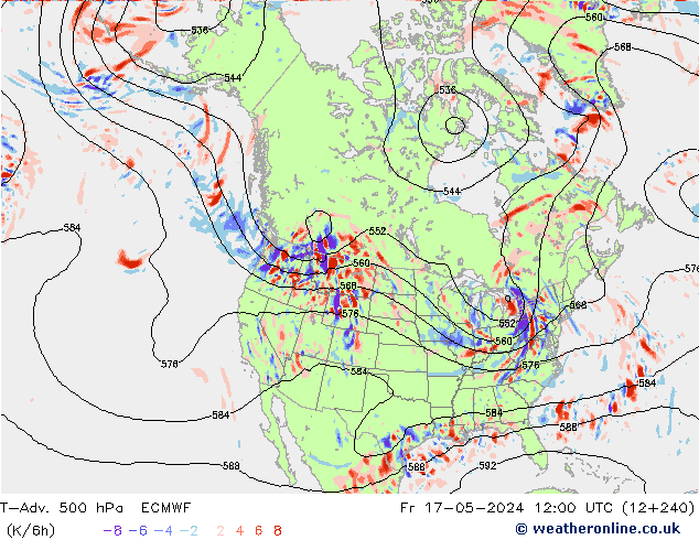 T-Adv. 500 hPa ECMWF Sex 17.05.2024 12 UTC