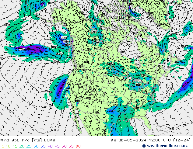 Wind 950 hPa ECMWF Mi 08.05.2024 12 UTC