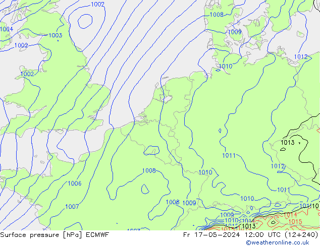 Bodendruck ECMWF Fr 17.05.2024 12 UTC