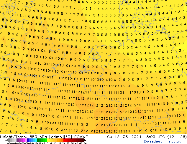 Z500/Rain (+SLP)/Z850 ECMWF Вс 12.05.2024 18 UTC