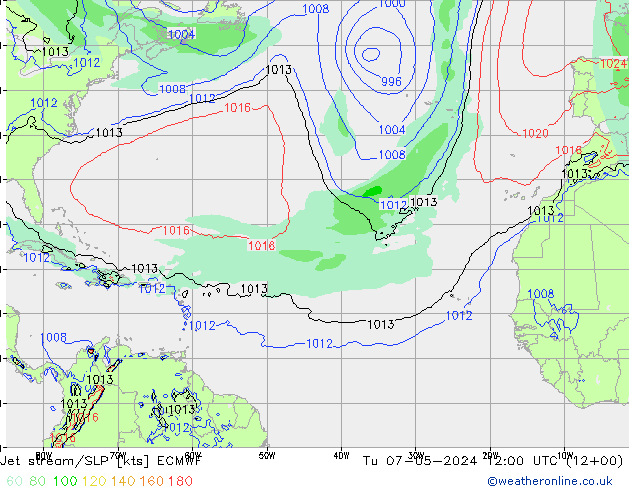 Corriente en chorro ECMWF mar 07.05.2024 12 UTC