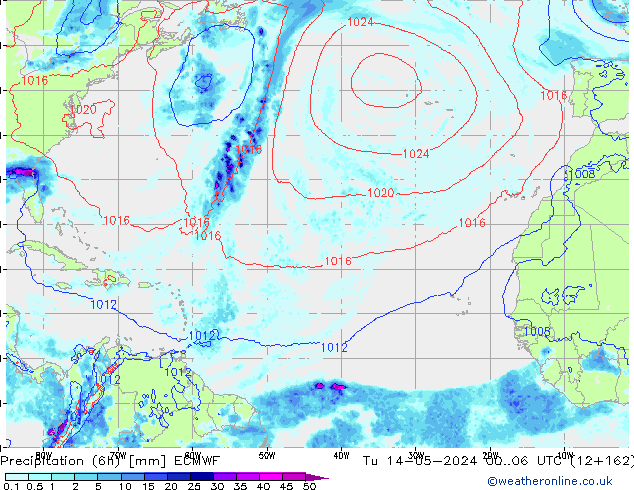 Yağış (6h) ECMWF Sa 14.05.2024 06 UTC