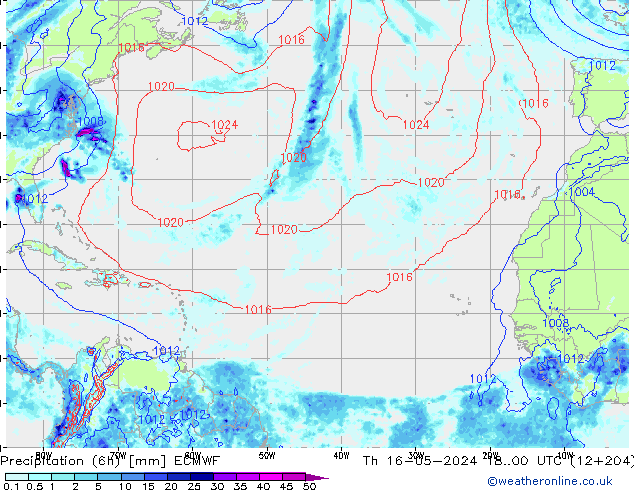 Z500/Rain (+SLP)/Z850 ECMWF gio 16.05.2024 00 UTC