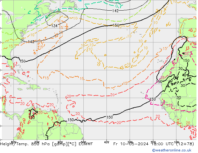 Z500/Rain (+SLP)/Z850 ECMWF ven 10.05.2024 18 UTC