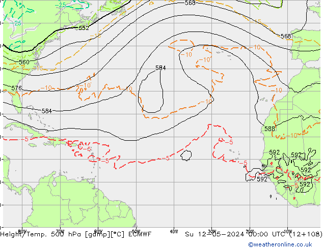 Z500/Rain (+SLP)/Z850 ECMWF dom 12.05.2024 00 UTC