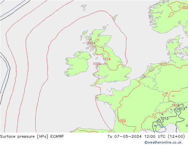 Pressione al suolo ECMWF mar 07.05.2024 12 UTC