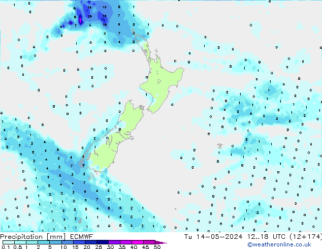 Precipitation ECMWF Tu 14.05.2024 18 UTC