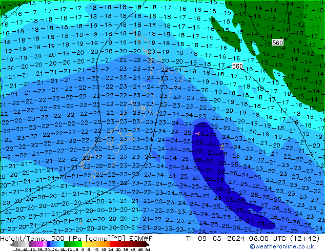 Z500/Rain (+SLP)/Z850 ECMWF Th 09.05.2024 06 UTC