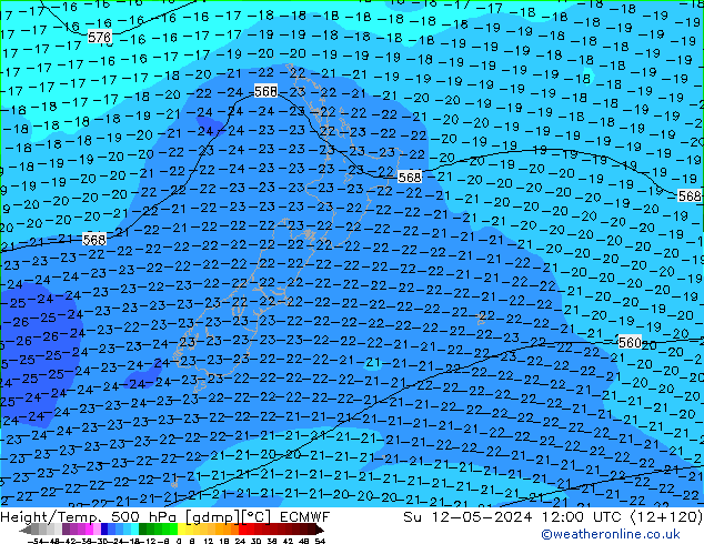Z500/Rain (+SLP)/Z850 ECMWF Dom 12.05.2024 12 UTC