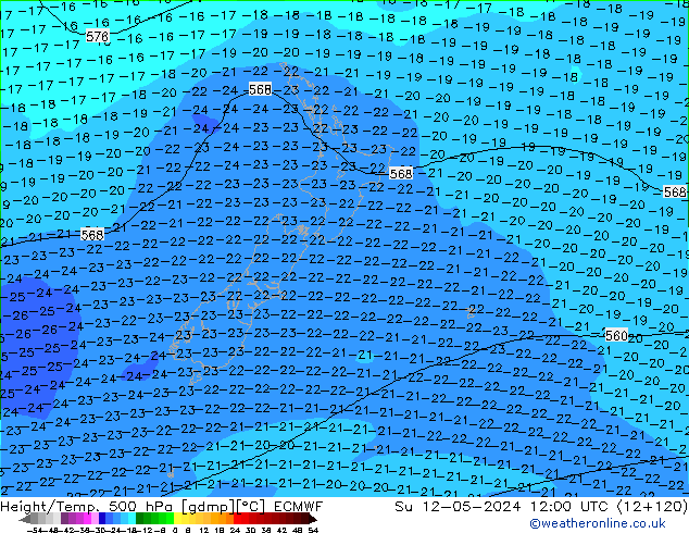 Z500/Rain (+SLP)/Z850 ECMWF So 12.05.2024 12 UTC