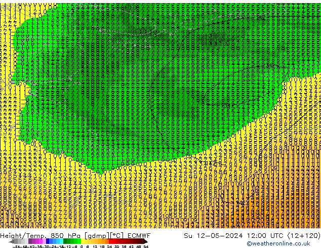 Height/Temp. 850 hPa ECMWF Su 12.05.2024 12 UTC