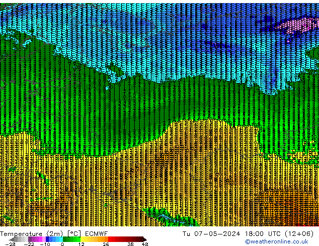 Temperaturkarte (2m) ECMWF Di 07.05.2024 18 UTC