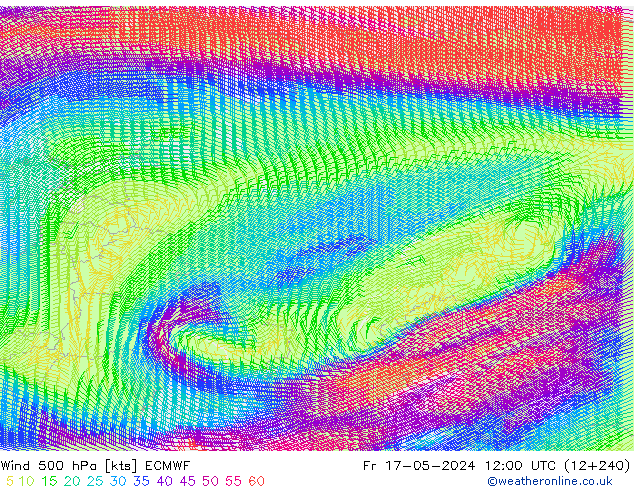 Wind 500 hPa ECMWF Fr 17.05.2024 12 UTC